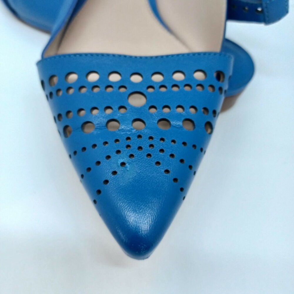 🤩RARE Women's Sandals Shoes Sz 7.5 Leather 10 Crosby Derek Lam Blue Ankle Strap - Picture 7 of 9